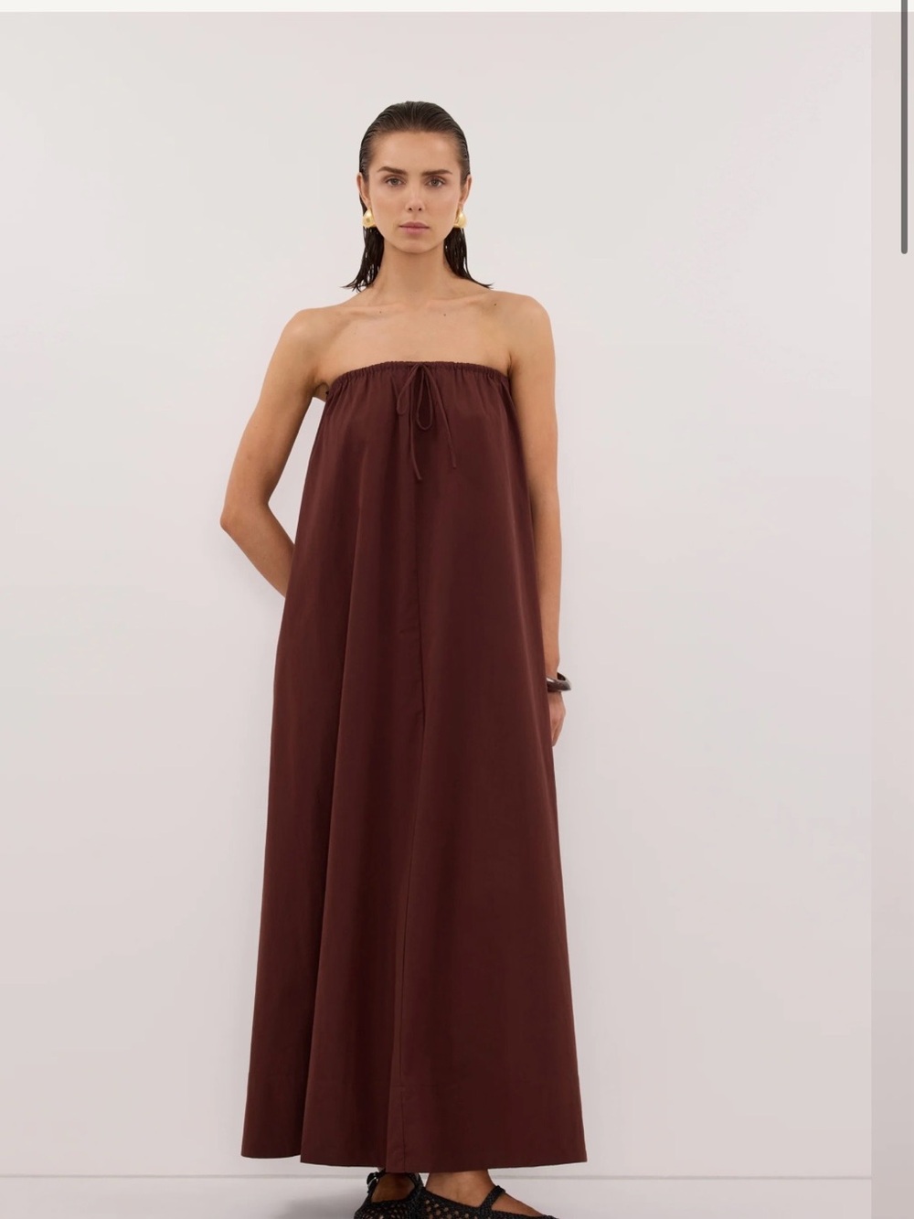 DISSH Strapless Maxi Dress in Rich Brown